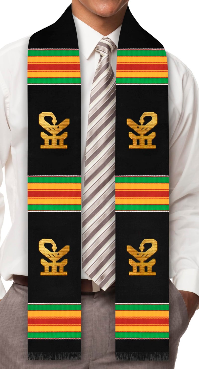 ADVANSYNC Kente Cloth Stole Black (Sankofa Bird Black) - Image 2